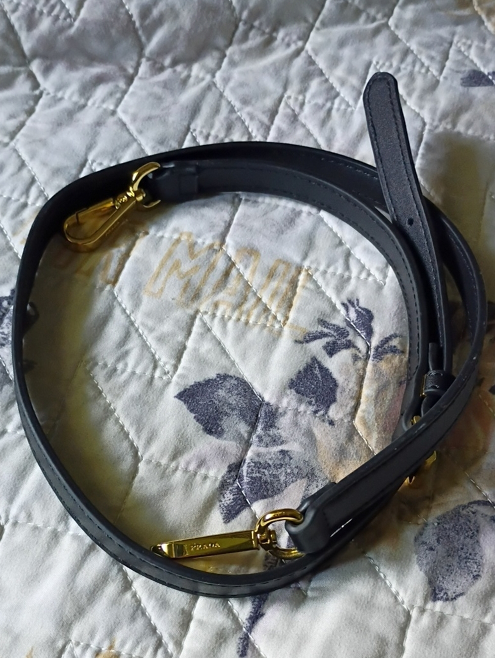 Prada Accessorie Black Shoulder Strap with Gold Hardware - Black